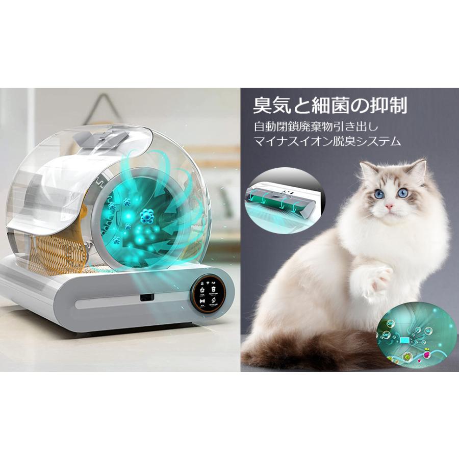 猫用自動トイレ 大型 猫のトイレ センサー付き 65L特大容量 低ノイズ