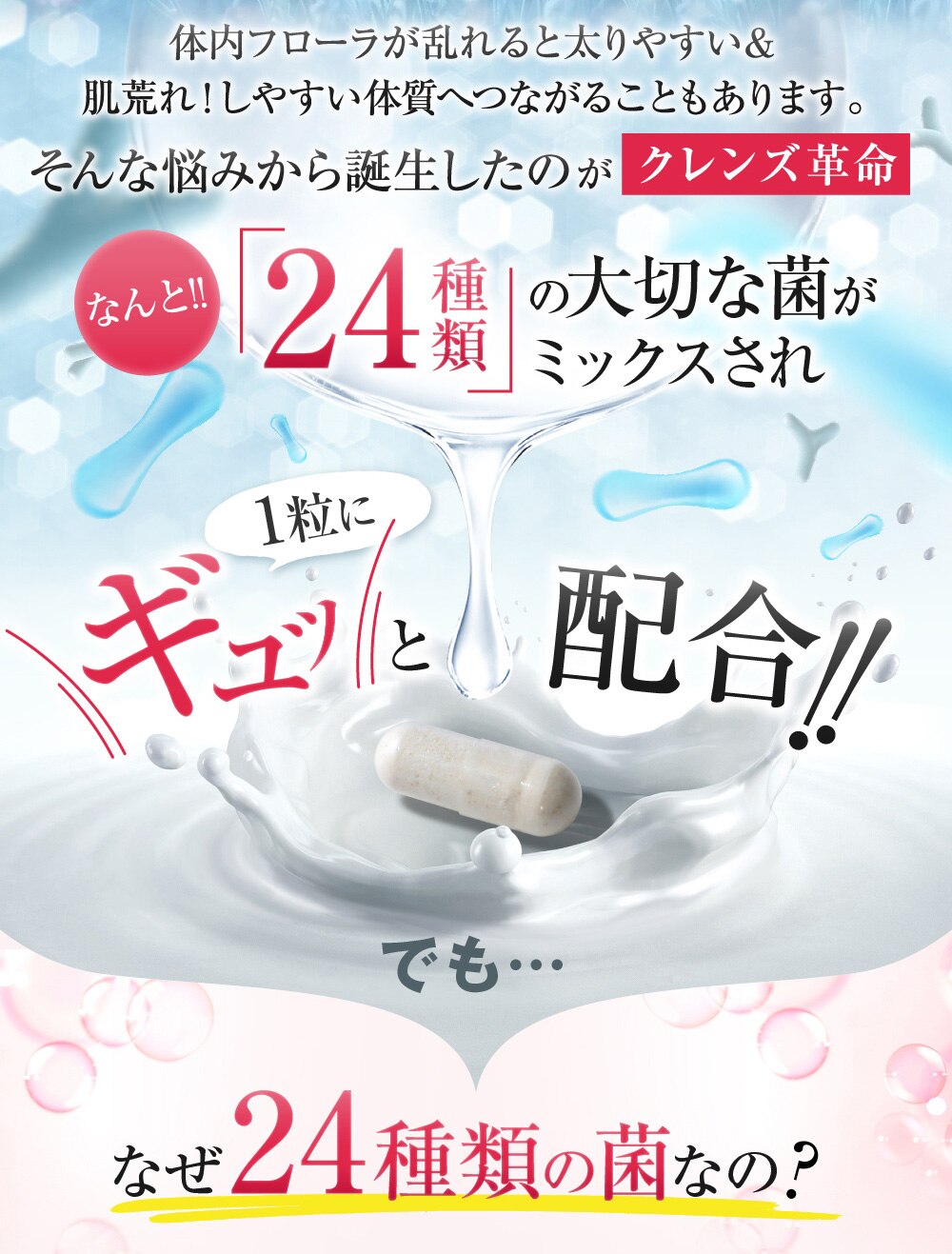 【お得１年分！】5兆個の 善玉菌 のチカラ 緊急 菌活 ダイエットサプリ腸内フローラ【クレンズ革命　4袋セット】 乳酸菌 デブ菌 痩せ菌 内側から スッキリ 腸活 ダイエットサプリ ビフィズス菌