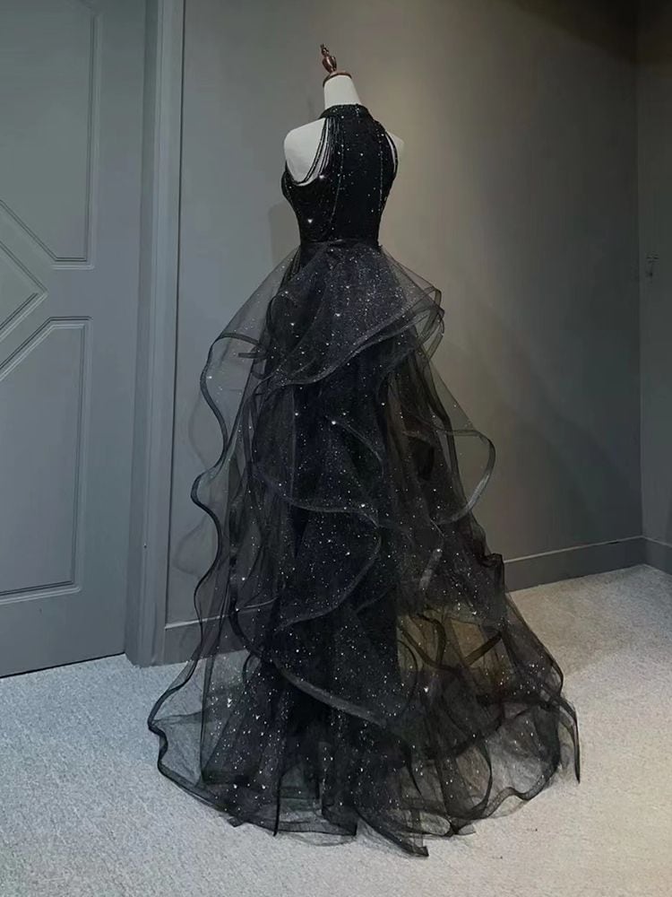 黒のイブニングドレス2025 気質とテール誕生日と成人式夏 moncheryl.com