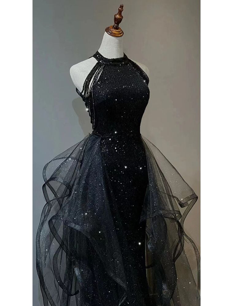 黒のイブニングドレス2025 気質とテール誕生日と成人式夏 moncheryl.com