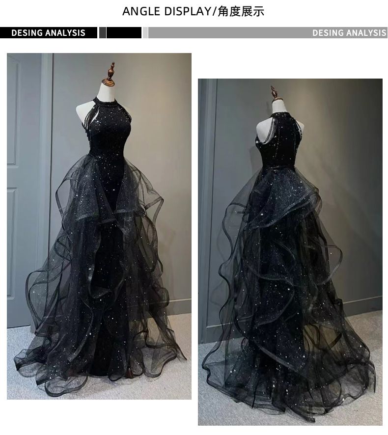 黒のイブニングドレス2025 気質とテール誕生日と成人式夏 moncheryl.com