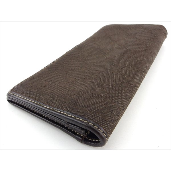 長財布 ファスナー付き 財布 GGキャンバス レディース メンズ ブラウン ベージュ 中古