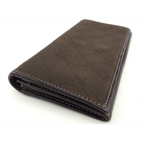 長財布 ファスナー付き 財布 GGキャンバス レディース メンズ ブラウン ベージュ 中古