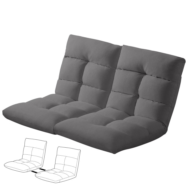 座椅子 2人掛け ローソファ フロアソファ 左右独立リクライニング 左右分けて可能 座椅子 ファブリック生地 ソファ 和室 座椅子 ソファー 座いす