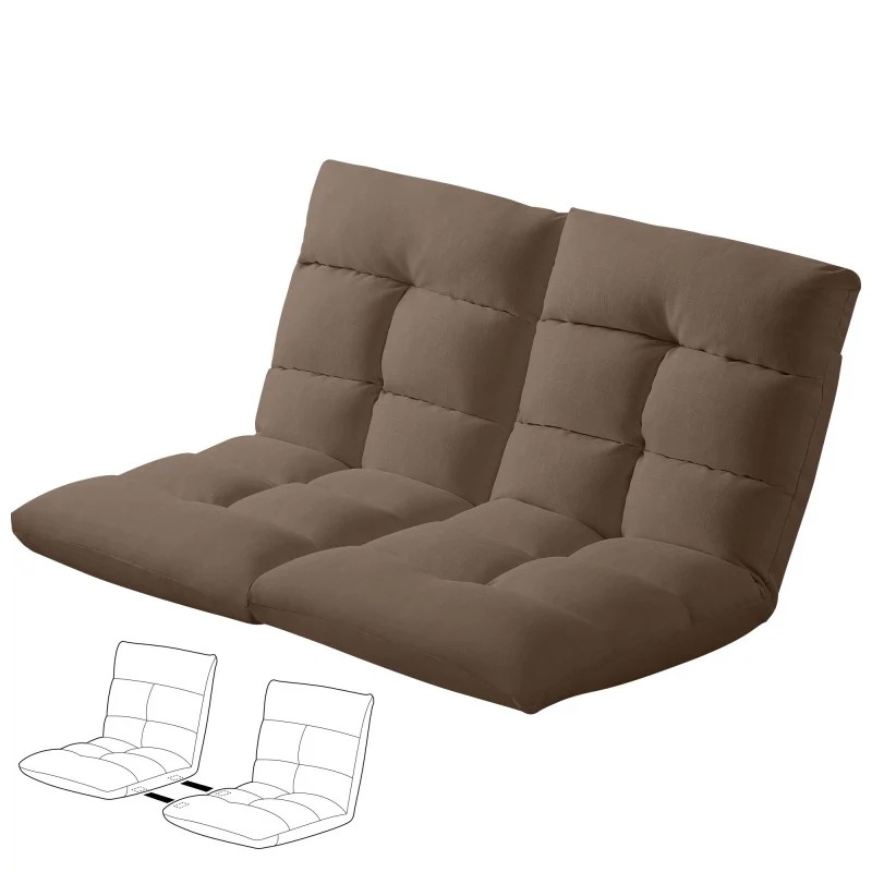 座椅子 2人掛け ローソファ フロアソファ 左右独立リクライニング 左右分けて可能 座椅子 ファブリック生地 ソファ 和室 座椅子 ソファー 座いす