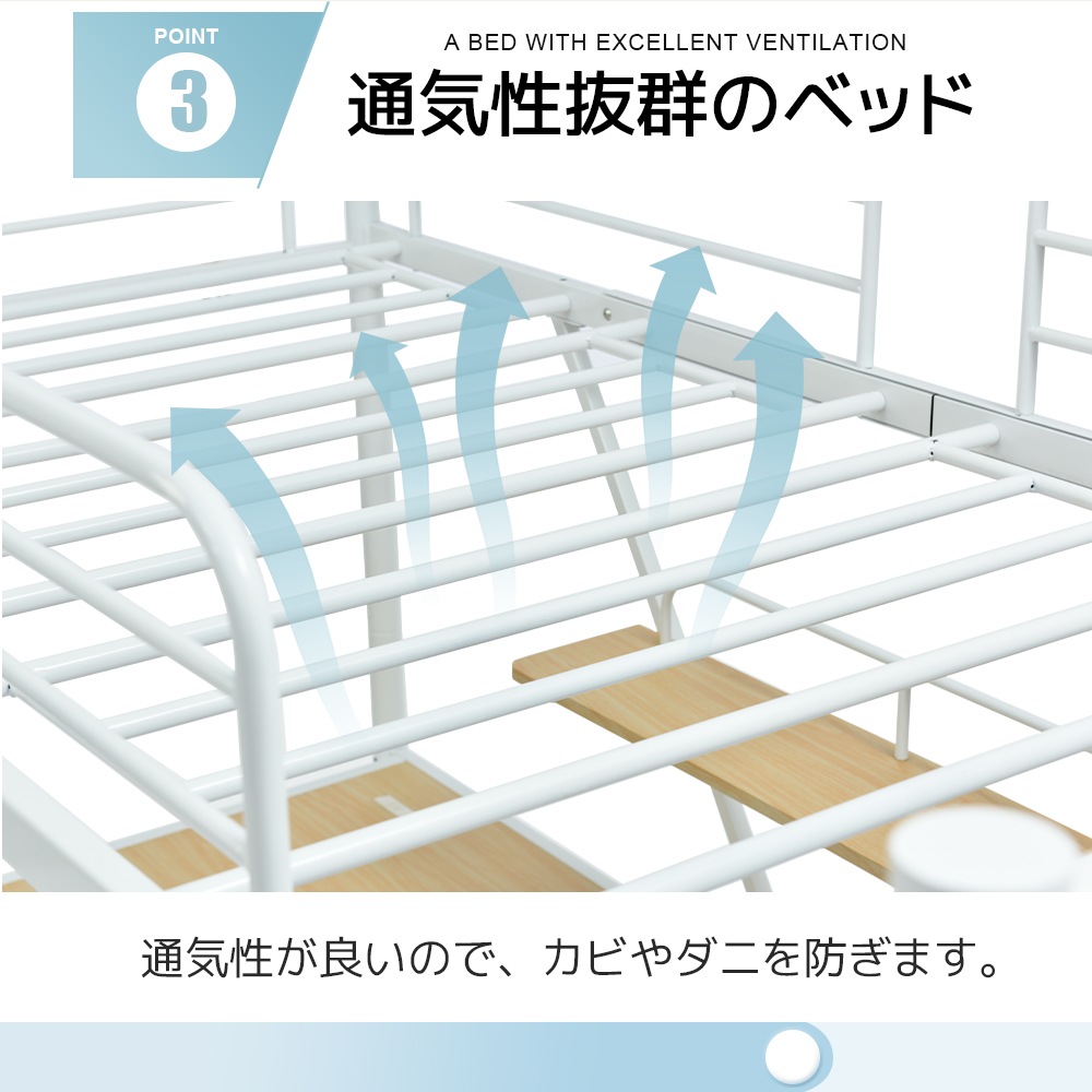 【国内発送.送.料.無.料！】【ホワイト】システムベット 宮棚　ロフトベッド シングル コンセント付き デスク付き 収納付き ラック棚付き 北欧風 二段ベッド 大人用　二段ベッド スチール 耐震