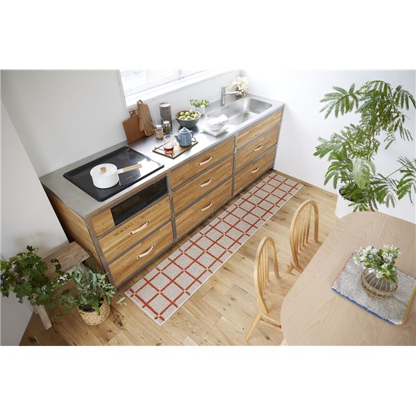 スミノエ 洗える キッチンマット オセロ 約幅45x長さ240cm オレンジ 日本製 スミノエ 洗える キッチンマット オセロ 約幅45x長さ240cm オレンジ 日本製