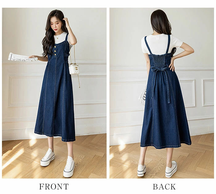 一部即納 サロペット ワンピース デニム デニムワンピース ジャンパースカート レディース サロペットワンピ ロングワンピース キャミソール ワンピース ゆったり 体型カバー 春 夏 秋 冬 オール