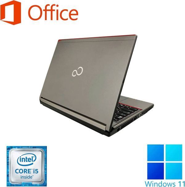 【サポート付き】富士通 ノートPC E736 Windows11 大容量メモリー:4GB 大容量SSD:256GB Office2019 & 液晶ディスプレイ19インチ