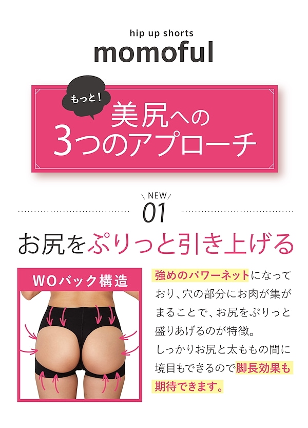 momoful+ hip up shorts モモフル ショーツ ヒップアップショーツ モモフルプラス 単品1枚 リニューアル