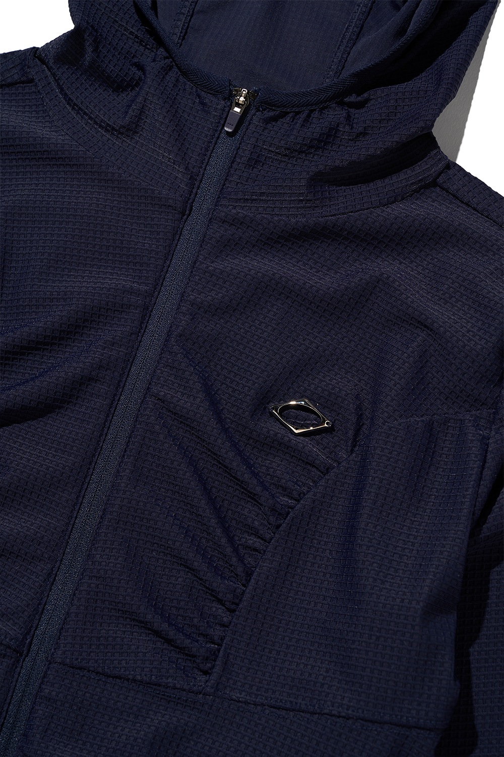 MISCHIEF】 HOODED WAFFLE ZIP-UP : NAVY