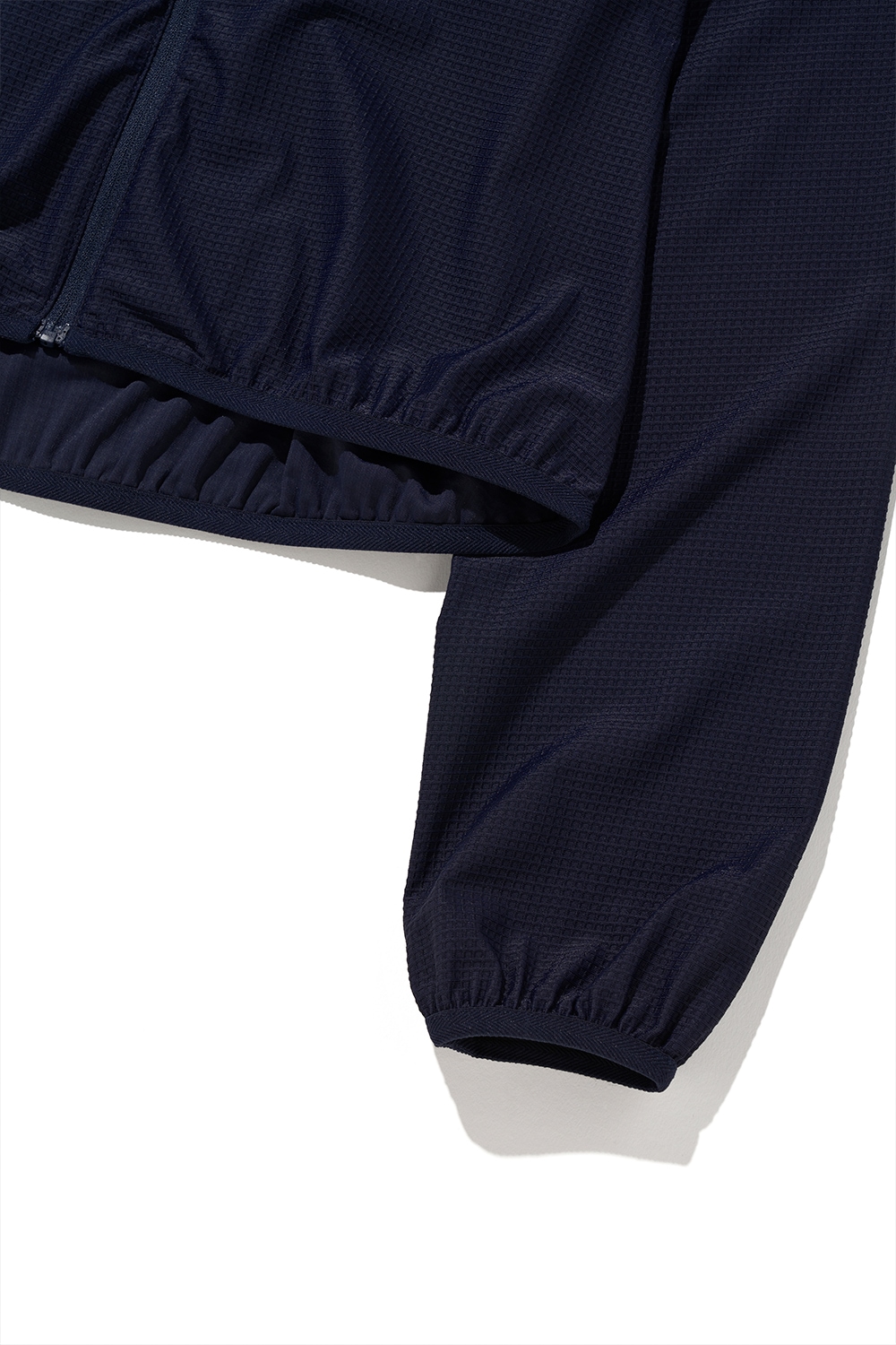 MISCHIEF】 HOODED WAFFLE ZIP-UP : NAVY