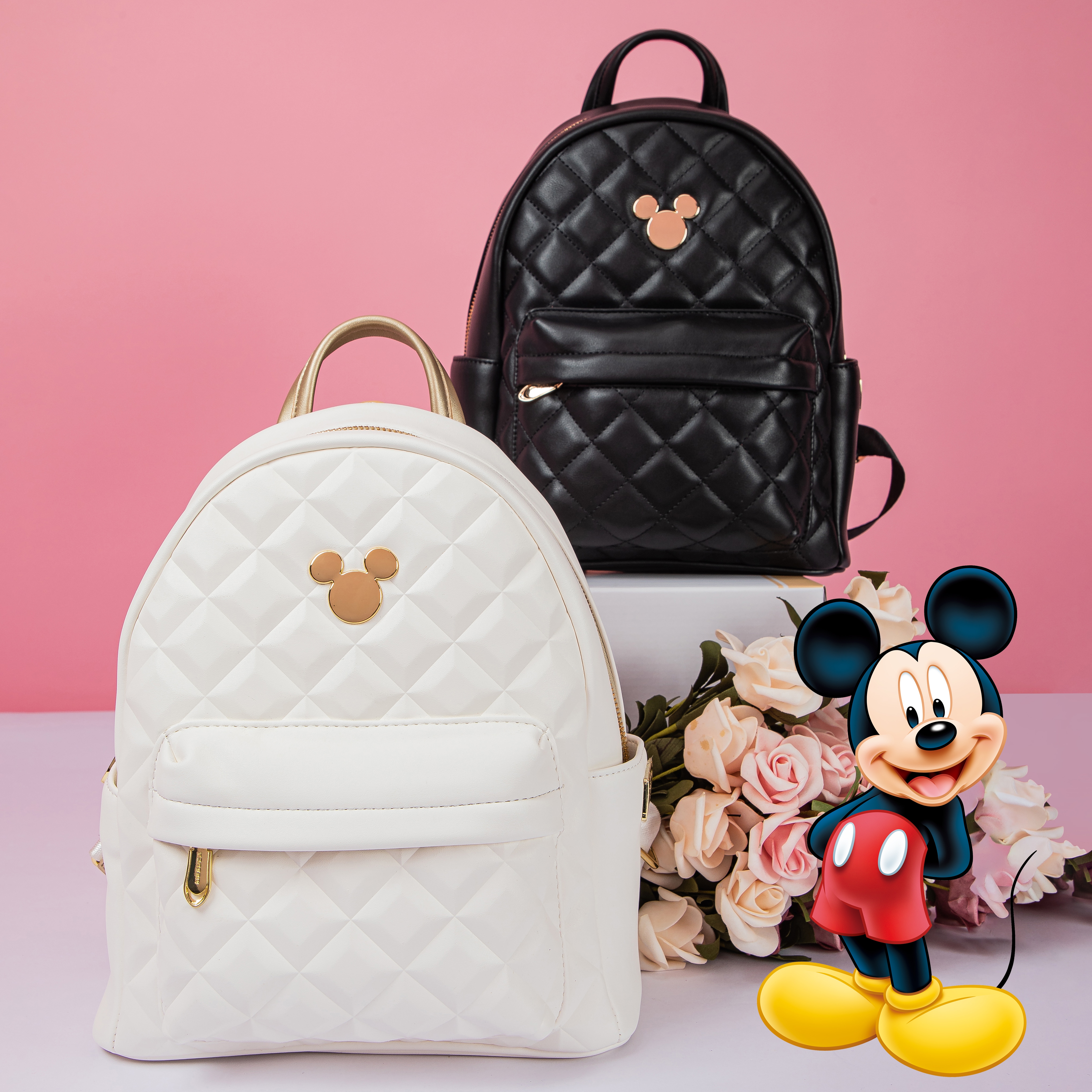 正規ライセンス ミッキー リュックサック キルティング レディース 通勤通学にも ホワイト