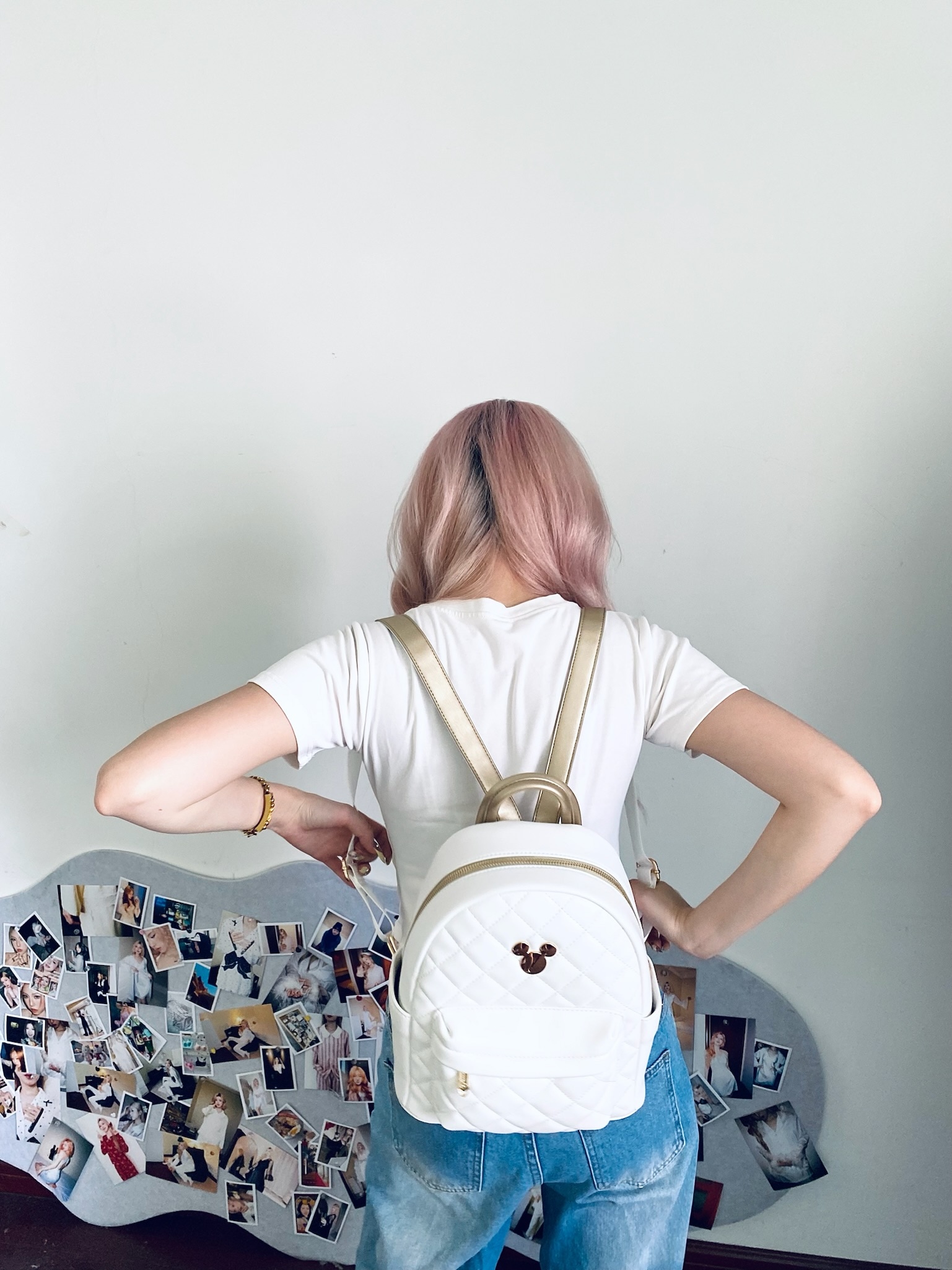 正規ライセンス ミッキー リュックサック キルティング レディース 通勤通学にも ホワイト