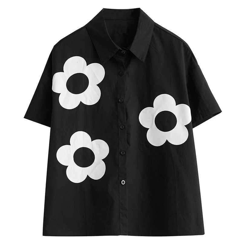 人気夏新作韓国版ゆるい大きいサイズのプリント半袖シャツの女性 人気夏新作韓国版ゆるい大きいサイズのプリント半袖シャツの女性