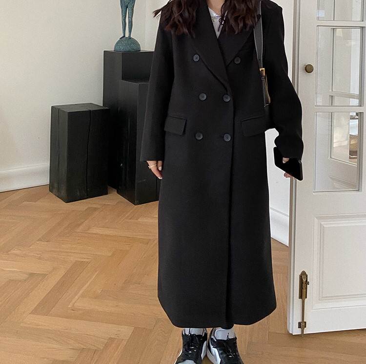 アウター コート 上着 ロング丈 長袖 ドロップショルダー 萌袖 Vネック