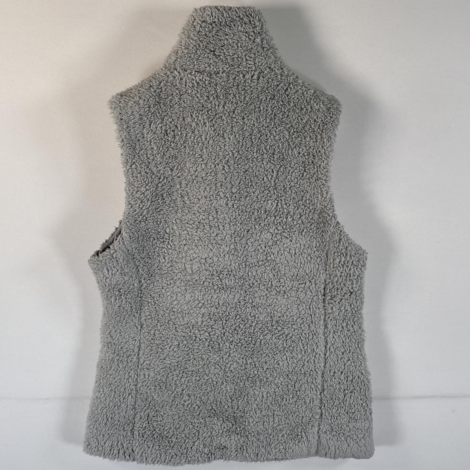 古着 フリースベスト ワンポイントロゴ フルジップ ボア サイドポケット M グレー レディース 古着 フリースベスト ワンポイントロゴ フルジップ ボア サイドポケット M グレー レディース
