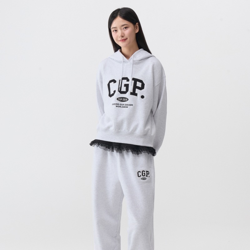 CODEGRY (レディース) CGP アーチロゴクロップパーカー_ライトグレー CODEGRY (レディース) CGP アーチロゴクロップパーカー_ライトグレー