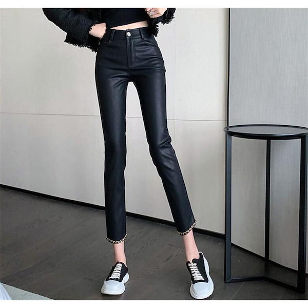 新品タグ付きlineanddot ハイウエストフェイクレザーパンツ 黒　XS kakay475880-01.jpg