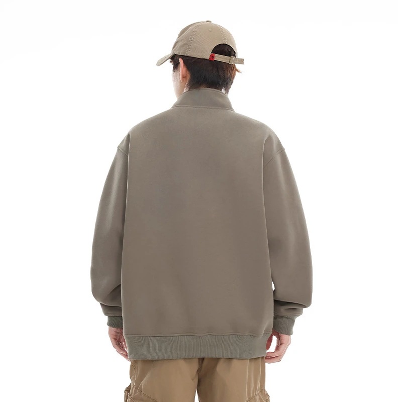 シンプルでゆったりとした丸首のカバーヘッドパーカー男の上着スタンドカラーコート