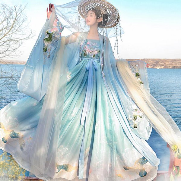 ハロウィン 漢服 レディース 3点セット ドレス S 貴族 王族 コスプレ 水色 ハロウィン 漢服 レディース 3点セット ドレス 貴族 王族