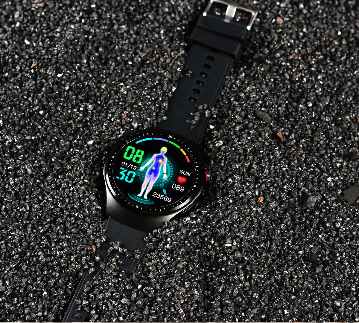 JUSUTEK 2024 人気 専門スマートウォッチ通話機能 1.36インチ丸型腕時計 心電図 血糖 体温 血圧 血中酸素/脂質 尿酸 体脂肪 女性健康 Line通知 iphone&アンドロイド対応