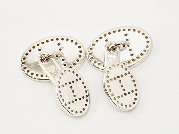 美品エルメスHリュバンエクリプスエブリンパンチングロゴカフスカフスボタンカフリンクスシルバー925AG925