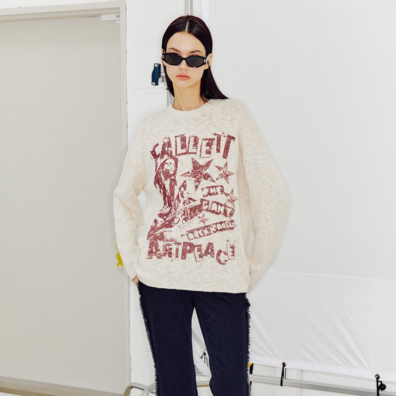 [MAMAMOO フィイン 着用] ROCK BAND KNIT 韓国 アイドル 長袖 レディース メンズ 大きいサイズ ゆったり 秋 冬