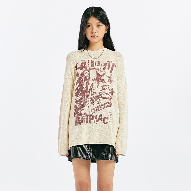 [MAMAMOO フィイン 着用] ROCK BAND KNIT 韓国 アイドル 長袖 レディース メンズ 大きいサイズ ゆったり 秋 冬