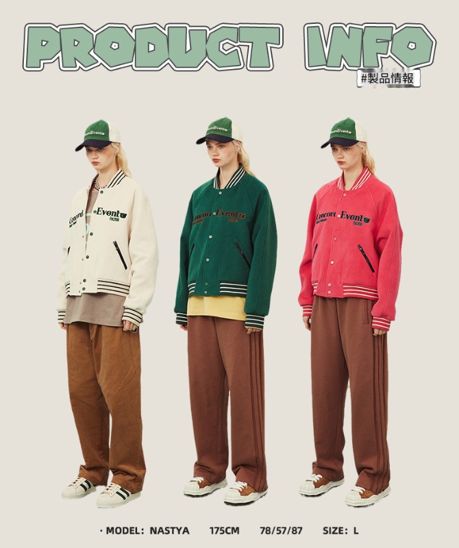 ConE 2024春新作レトロベースボールジャケットトレンドブランドファッションカップルジャケットメンズとレディースイントレンド ConE 2024春新作レトロベースボールジャケットトレンドブランドファッションカップルジャケットメンズとレディースイントレンド
