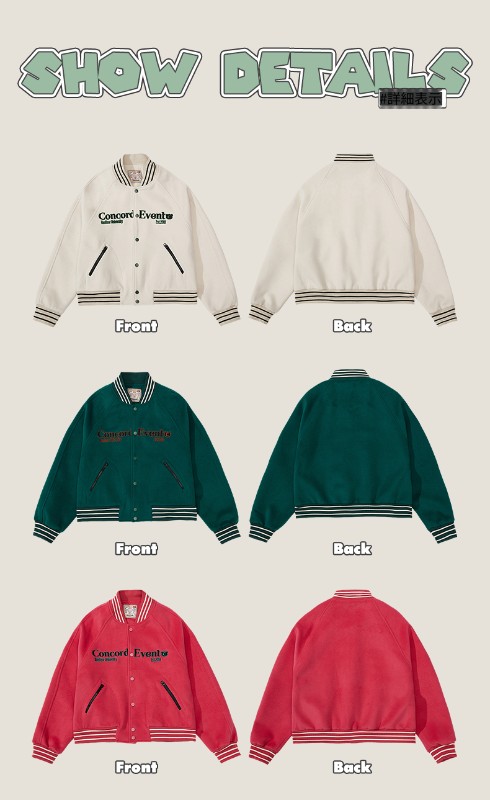 ConE 2024春新作レトロベースボールジャケットトレンドブランドファッションカップルジャケットメンズとレディースイントレンド ConE 2024春新作レトロベースボールジャケットトレンドブランドファッションカップルジャケットメンズとレディースイントレンド