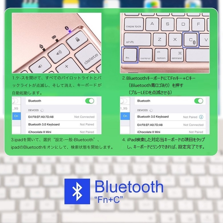 F8AS iPad 9.7インチ 第6世代 2018年版/第5世代 2017年モデル/Pro 9.7inch 2016/Air初代/Air2通用 Bluetooth ワイヤレス キーボード ケース