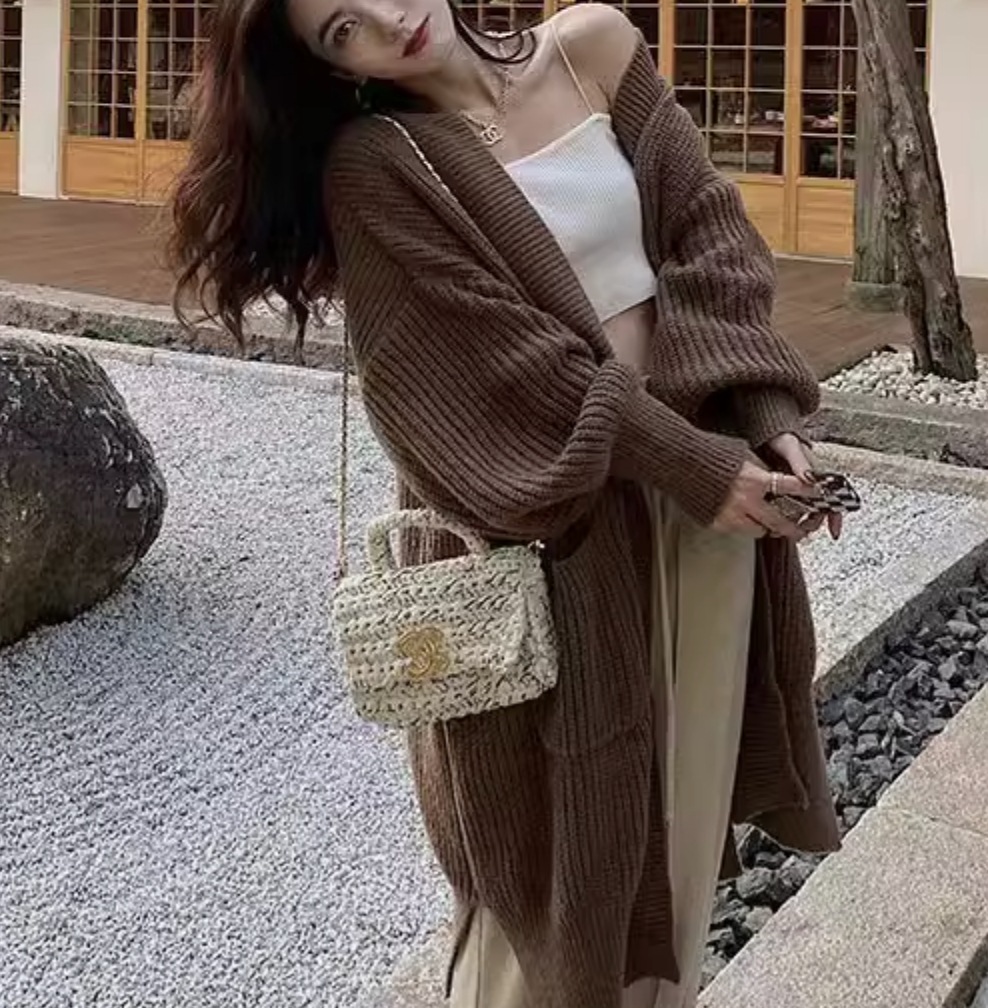 ニット カーディガン レディース 長袖 ロング丈 ゆる ポケット 萌え袖 かわいい きれいめ シンプル カジュアル 大人 上品 おしゃれ かっこいい 女子 こなれ感 ルーズ 個性的 クール モード系