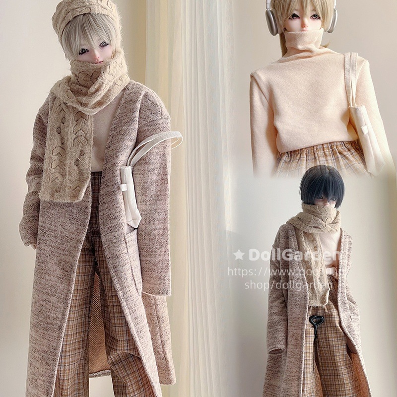 BJD 1/6 1/4 1/3 70 75 ドール 服 ロングコート+ハイネックトップス+パンツ+帽子+マフラー 幼SD/MSD/POPO68/70cm/ID75サイズ球体関節人形用衣装セット BJD 1/6 1/4 1/3 70 75 ドール 服 ロングコート+ハイネックトップス+パンツ+帽子+マフラー 幼SD/MSD/POPO68/70cm/ID75サイズ球体関節人形用衣装セット
