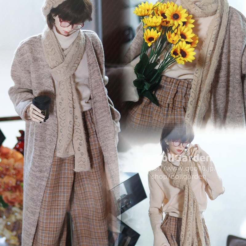 BJD 1/6 1/4 1/3 70 75 ドール 服 ロングコート+ハイネックトップス+パンツ+帽子+マフラー 幼SD/MSD/POPO68/70cm/ID75サイズ球体関節人形用衣装セット BJD 1/6 1/4 1/3 70 75 ドール 服 ロングコート+ハイネックトップス+パンツ+帽子+マフラー 幼SD/MSD/POPO68/70cm/ID75サイズ球体関節人形用衣装セット