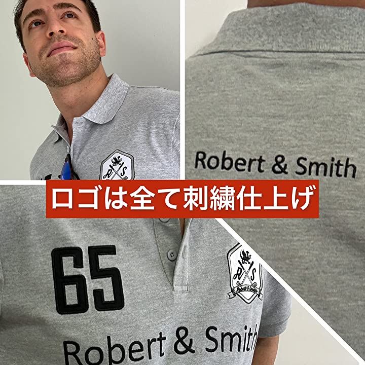 ポロシャツ メンズ 半袖 裾 リブ加工 ゴルフウェア 100% コットン 刺繍 仕上げ( グレー, XL) ポロシャツ メンズ 半袖 裾 リブ加工 ゴルフウェア 100% コットン 刺繍 仕上げ( グレー, XL)