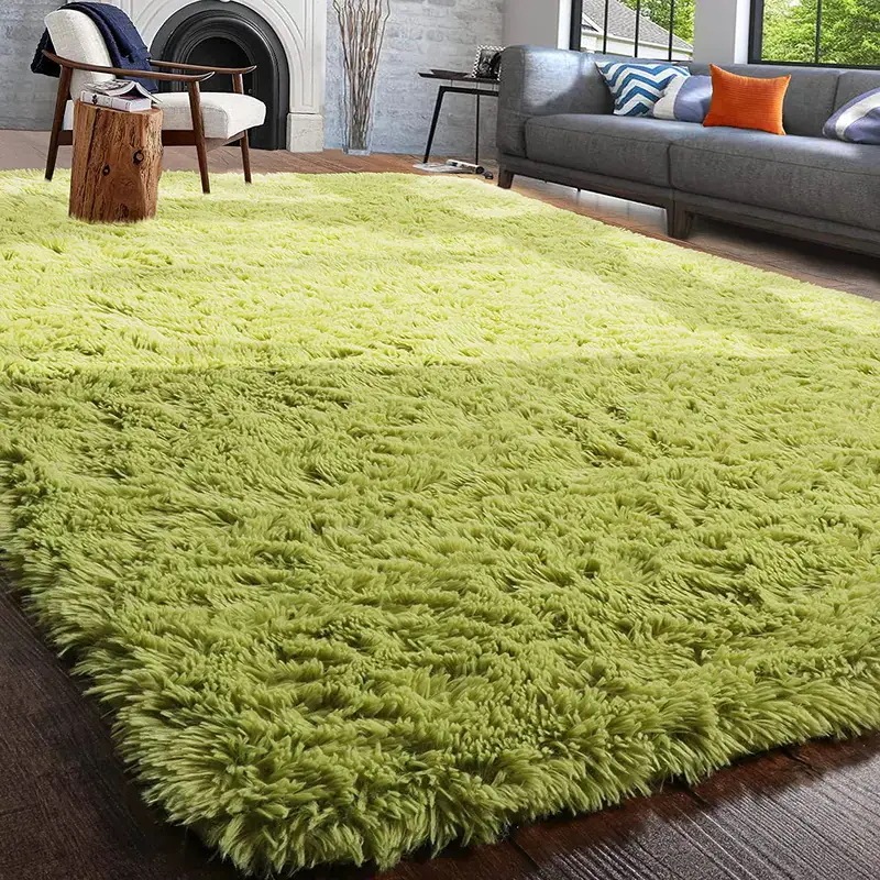 ふわふわの柔らかい緑のリビングルームのカーペット 子供部屋用の大きくて柔らかいカーペット Grass green carpet 80X200cm