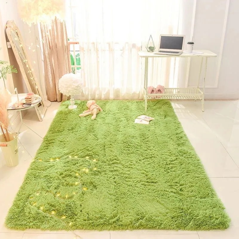 ふわふわの柔らかい緑のリビングルームのカーペット 子供部屋用の大きくて柔らかいカーペット Grass green carpet 80X200cm