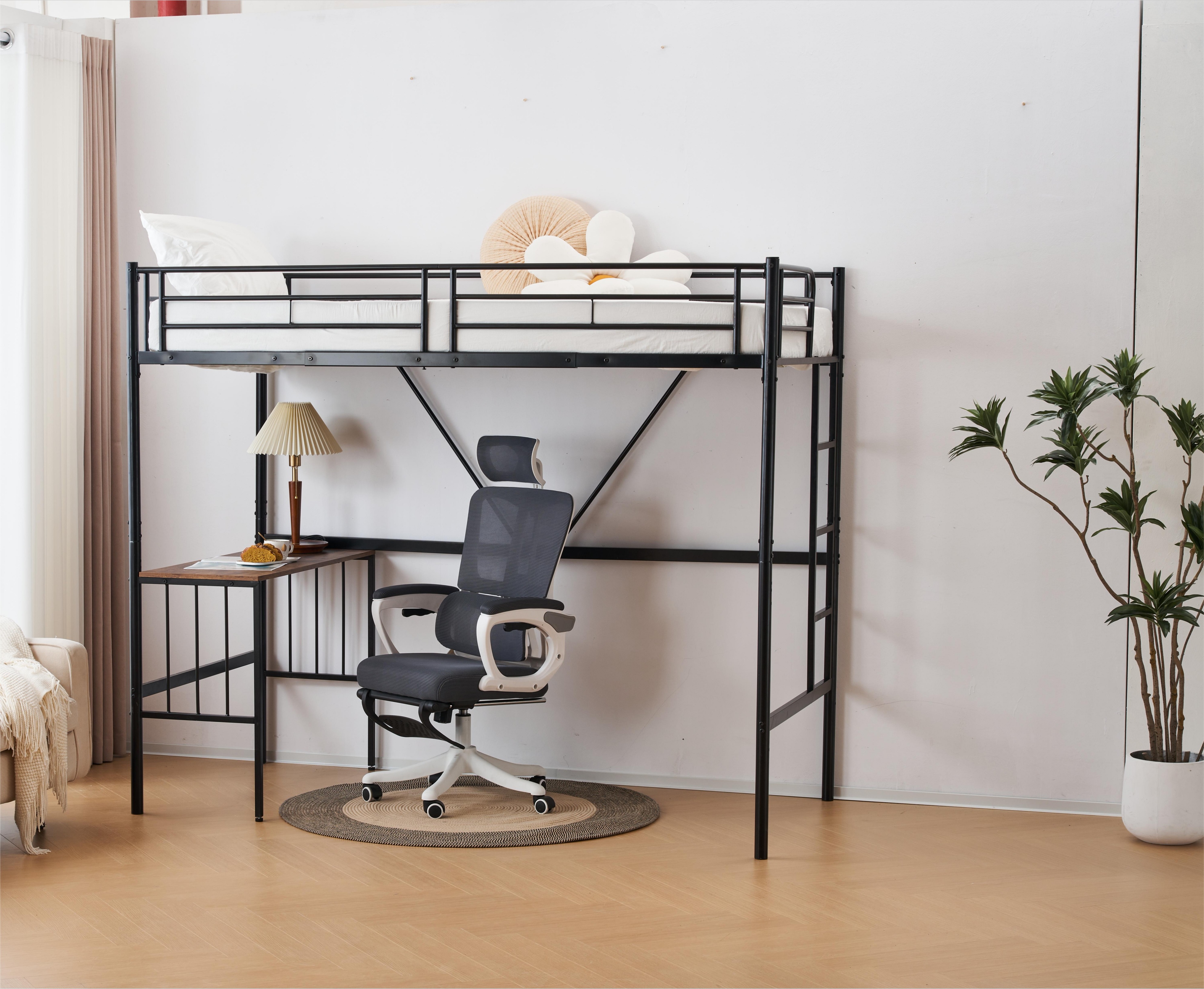 ホワイトロフトベッド パイプベッド シングル 木 収納 北欧風 子供部屋 スチール 耐震 ベッド SDG