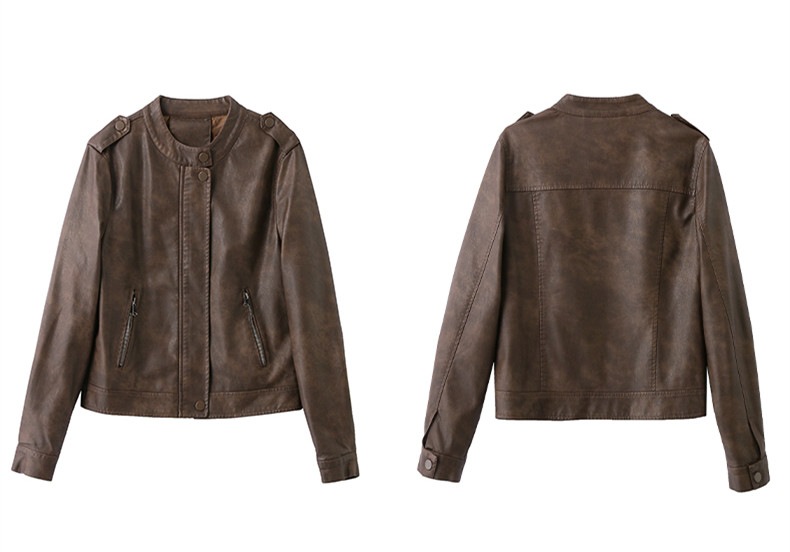 機関車ジャケット革ジャン女性ショート丈秋冬の新気品韓国版スタンドカラーコート 機関車ジャケット革ジャン女性ショート丈秋冬の新気品韓国版スタンドカラーコート