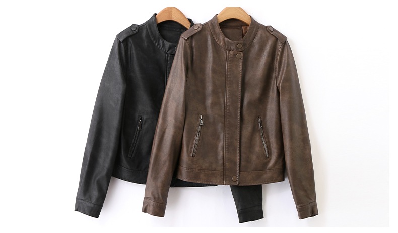 機関車ジャケット革ジャン女性ショート丈秋冬の新気品韓国版スタンドカラーコート 機関車ジャケット革ジャン女性ショート丈秋冬の新気品韓国版スタンドカラーコート