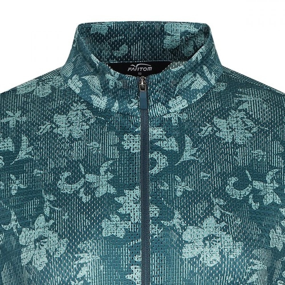 [Phantom] レディース花柄メッシュジップアップ長袖Tシャツ