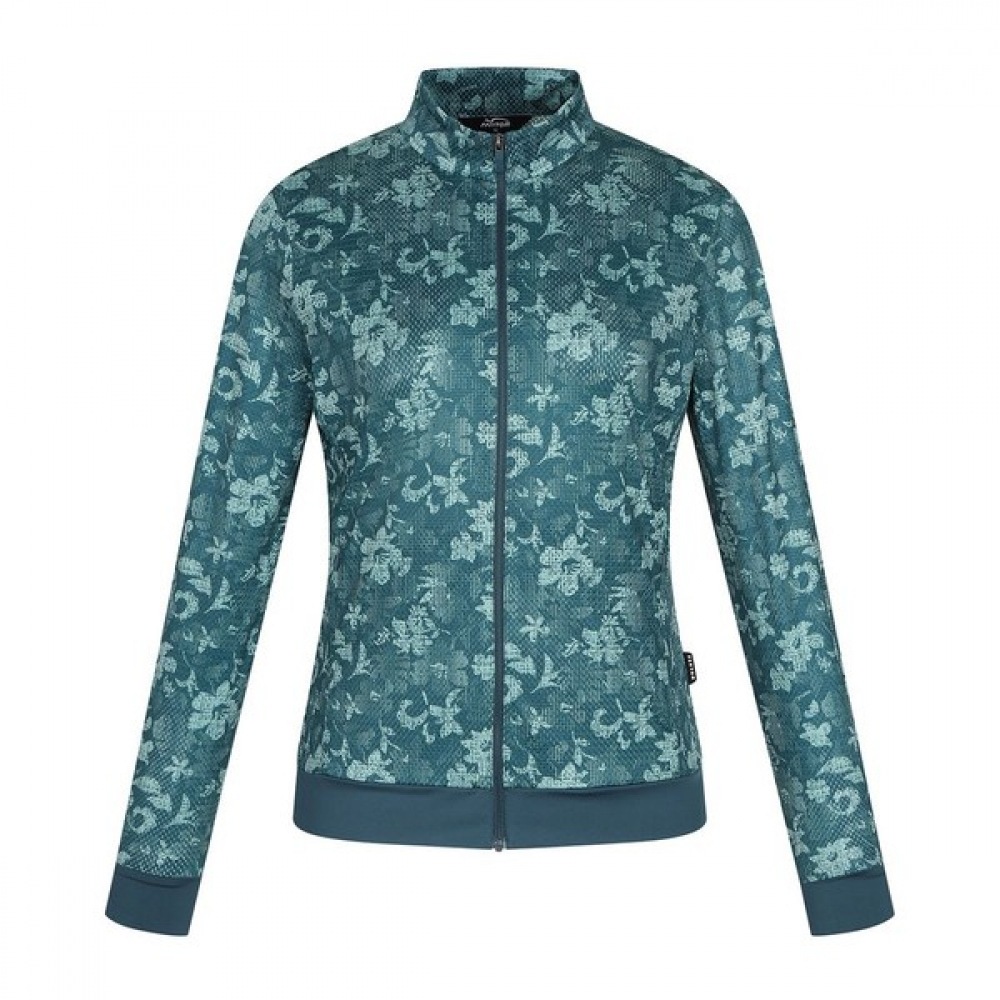 [Phantom] レディース花柄メッシュジップアップ長袖Tシャツ