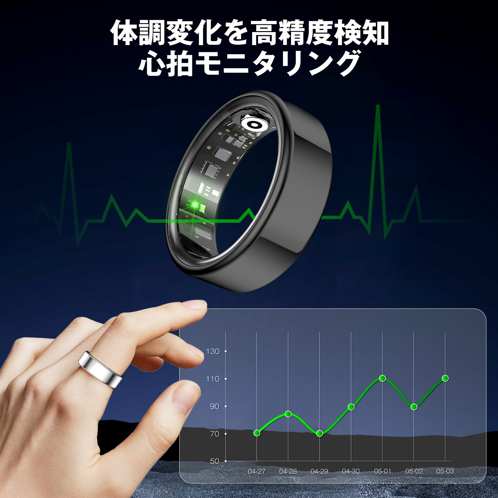 スマートリング 24時間健康管理 IP68防水 心拍数血中酸素 歩数計 睡眠記録 運動モード スマート 指輪 磁気充電ケーブル 最大7日間使用 スマートリング 24時間健康管理 IP68防水 心拍数血中酸素 歩数計 睡眠記録 運動モード スマート 指輪 磁気充電ケーブル 最大7日間使用