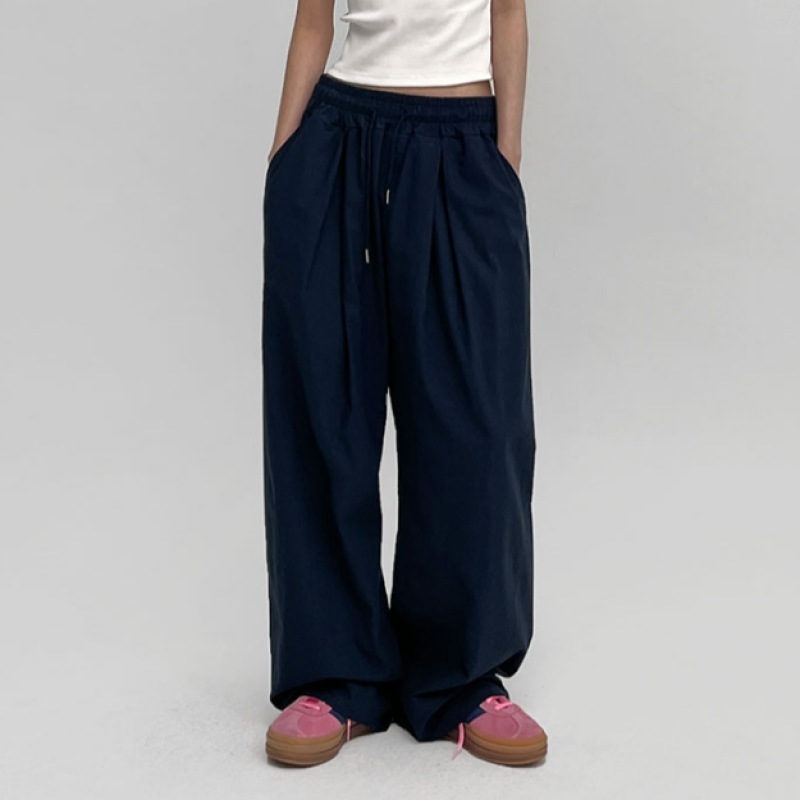 ブラックアップ (ユニセックス) なめらかなピンタックワイドバンディングパンツ ブラックアップ (ユニセックス) なめらかなピンタックワイドバンディングパンツ