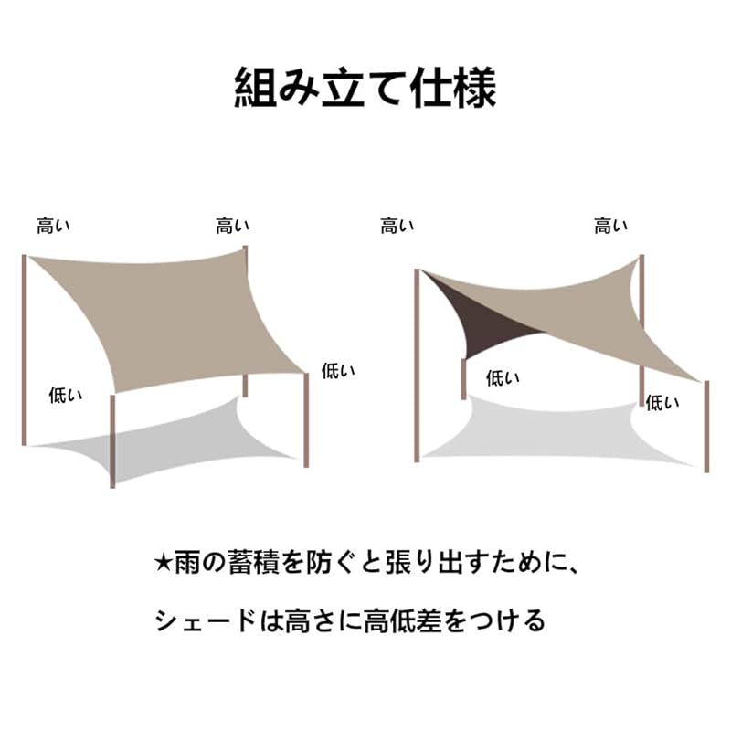 Ankuka 日除けシェード サンシェード クールシェード UVカット 紫外線98%カット 4*4M正方形 軽量 撥水 耐久性 洗濯可能 ベランダ/廊下/庭下/庭先用 収納袋付き(カーキ) Ankuka 日除けシェード サンシェード クールシェード UVカット 紫外線98%カット 4*4M正方形 軽量 撥水 耐久性 洗濯可能 ベランダ/廊下/庭下/庭先用 収納袋付き(カーキ)