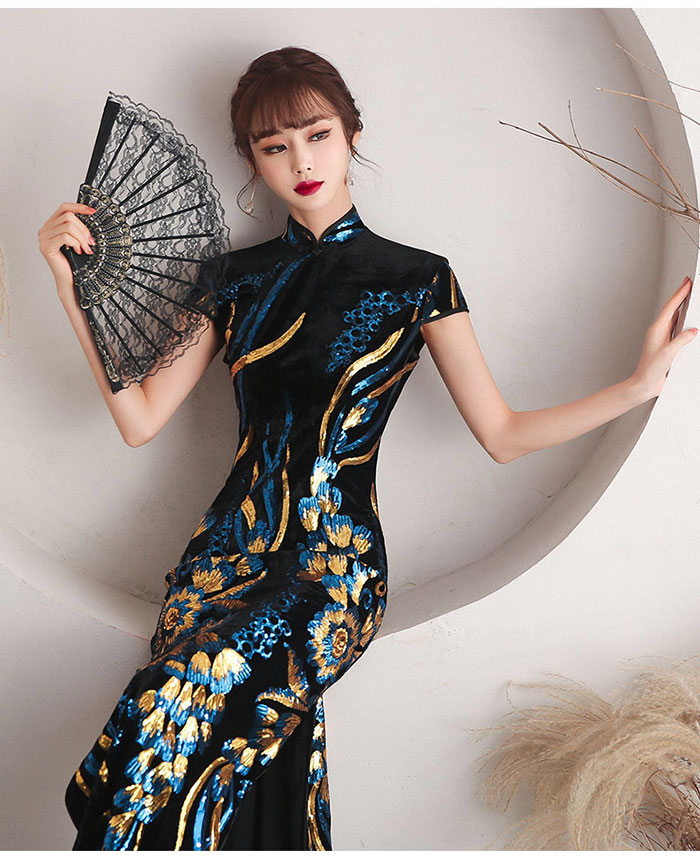 チャイナドレス ロング丈 発表会 演奏会 ドレス ワンピース ロング丈 ベロア ワンピース マキシ丈 スパンコール キラキラ エレガント パーディードレス 袖付き 袖あり 結婚式 二次会 高級 洋装 チャイナドレス ロング丈 発表会 演奏会 ドレス ワンピース ロング丈 ベロア ワンピース マキシ丈 スパンコール キラキラ エレガント パーディードレス 袖付き 袖あり 結婚式 二次会 高級 洋装