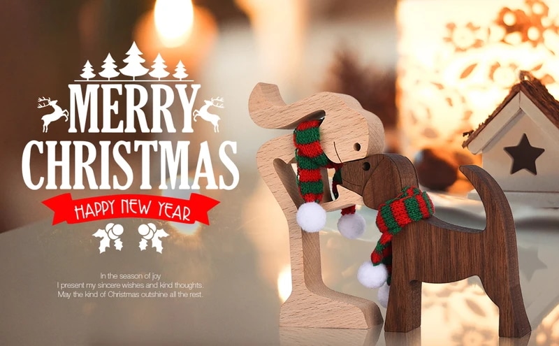 犬のための木の彫刻,家,オフィス,ペット,クリスマスプレゼントのための装飾的な彫刻 GPL00134