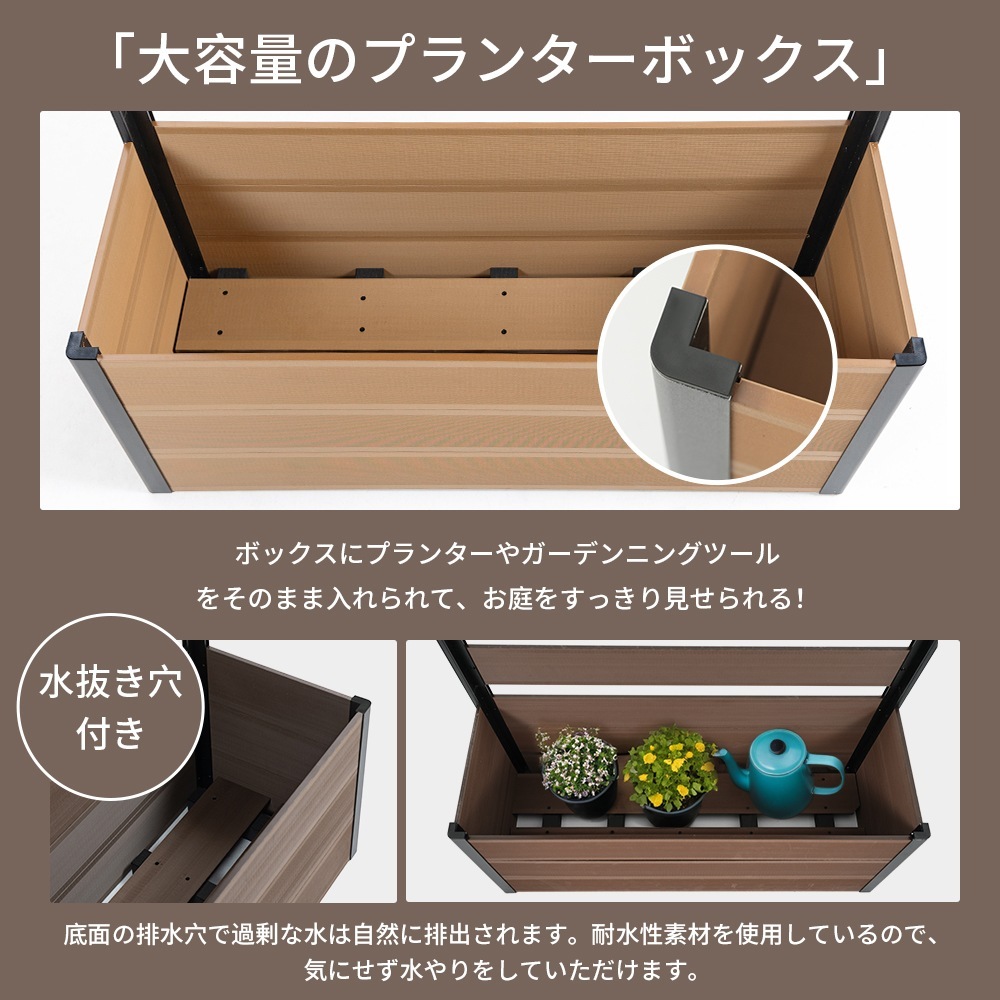 【国内発送Ｍ】1923【ブラウン 90×180cm】ウッドフェンス 目隠し フェンス ウッド 木製 人工木 ボーダーフェンス プランターフェンス ラティス ハイタイプ 180 ガーデンフェンス ガーデ