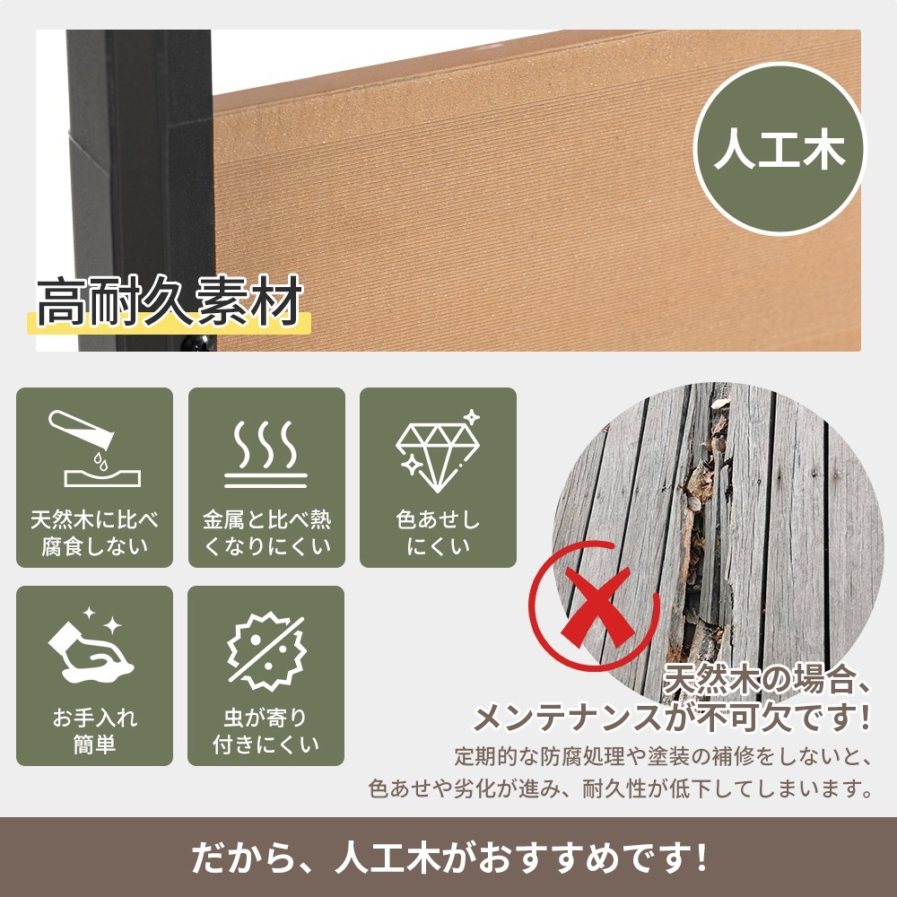 【国内発送Ｍ】1923【ブラウン 90×180cm】ウッドフェンス 目隠し フェンス ウッド 木製 人工木 ボーダーフェンス プランターフェンス ラティス ハイタイプ 180 ガーデンフェンス ガーデ